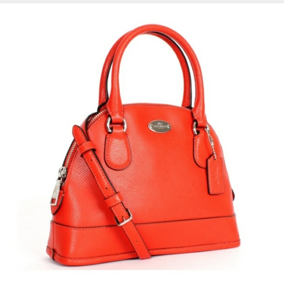 Coach Handbags - Coach Cora Mini Domed Orange  leather  satchel.
